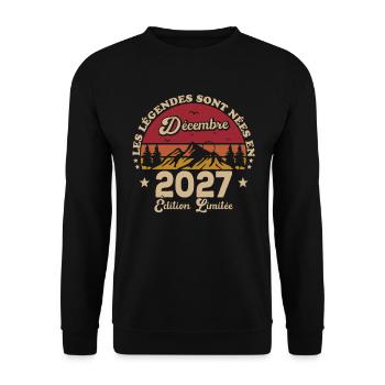 Les Légendes Sont Nées En Décembre 2027 - Sweat-shirt Unisexe - noir - Devant - Alina (178cm) & Michal (187cm)