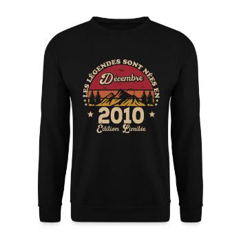 Les Légendes Sont Nées En Décembre 2010 - Sweat-shirt Unisexe - noir - Devant - Alina (178cm) & Michal (187cm)