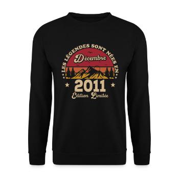 Les Légendes Sont Nées En Décembre 2011 - Sweat-shirt Unisexe - noir - Devant - Alina (178cm) & Michal (187cm)