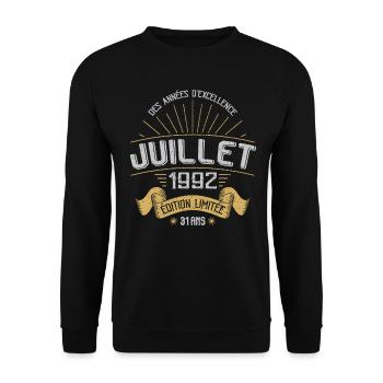 July 1992 31 Years Anniversary Vintage Gift - Unisex Sweatshirt - black - Front - Alina (178cm) & Michal (187cm)