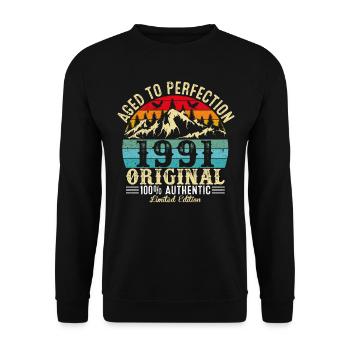 Perfekt gealtert 1991 original - Unisex Pullover - Schwarz - Vorne - Alina (178cm) & Michal (187cm)