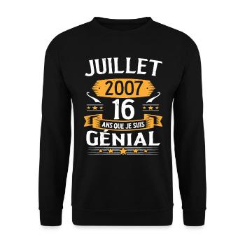 July 2007 16 years that I am awesome gift - Unisex Sweatshirt - black - Front - Alina (178cm) & Michal (187cm)