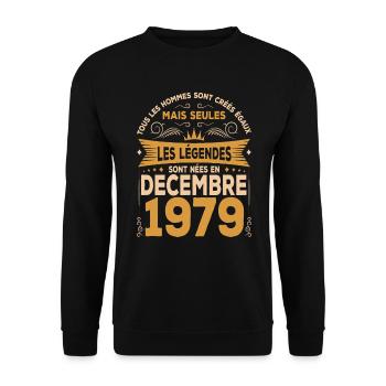 Die Legenden wurden im Dezember 1979 geboren - Unisex Pullover - Schwarz - Vorne - Alina (178cm) & Michal (187cm)