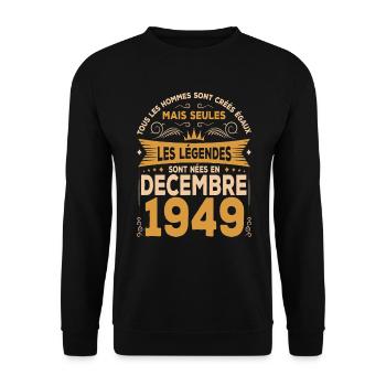 Die Legenden wurden im Dezember 1949 geboren - Unisex Pullover - Schwarz - Vorne - Alina (178cm) & Michal (187cm)