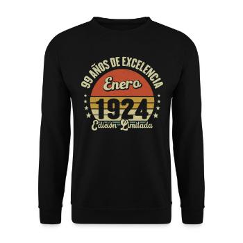 January 1924 Vintage gift of 99 years - Unisex Sweatshirt - black - Front - Alina (178cm) & Michal (187cm)