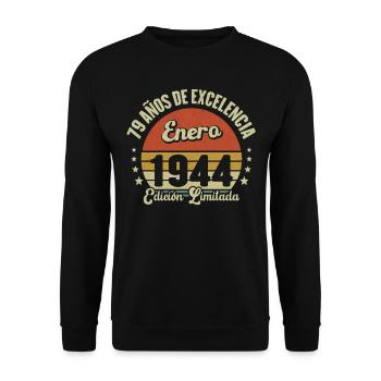 January 1944 Vintage gift of 79 years - Unisex Sweatshirt - black - Front - Alina (178cm) & Michal (187cm)