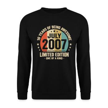 Juillet 2007 16 Ans Anniversaire Vintage Cadeau - Sweat-shirt Unisexe - noir - Devant - Alina (178cm) & Michal (187cm)