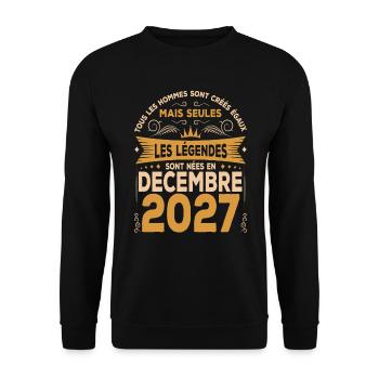 Les Légendes Sont Nées En Décembre 2027 - Sweat-shirt Unisexe - noir - Devant - Alina (178cm) & Michal (187cm)