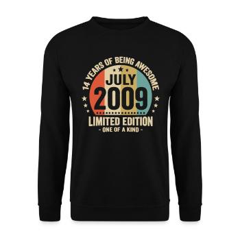Juillet 2009 14 Ans Anniversaire Vintage Cadeau - Sweat-shirt Unisexe - noir - Devant - Alina (178cm) & Michal (187cm)