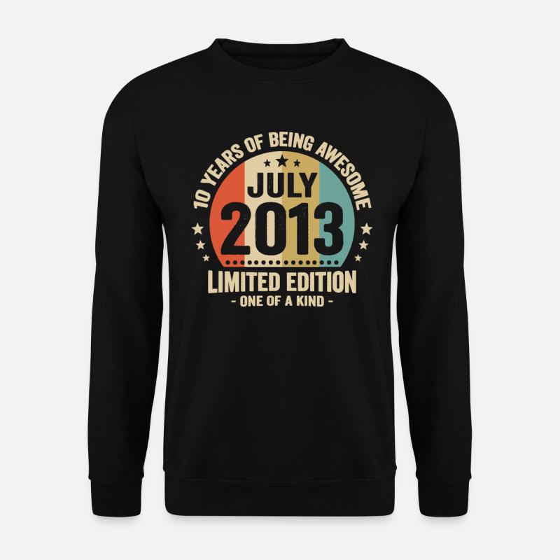 Juli 2013 10 Jahre Jubiläumsgeschenk - Unisex Pullover - Schwarz