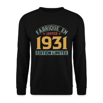 Fabriqué En Janvier 1931 Édition Limitée - Sweat-shirt Unisexe - noir - Devant - Alina (178cm) & Michal (187cm)