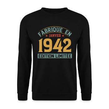 Fabriqué En Janvier 1942 Édition Limitée - Sweat-shirt Unisexe - noir - Devant - Alina (178cm) & Michal (187cm)