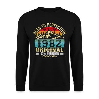 Perfekt gealtert 1982 Original - Unisex Pullover - Schwarz - Vorne - Alina (178cm) & Michal (187cm)