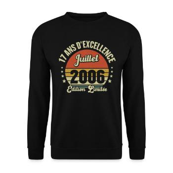 Juillet 2006 17 Ans Anniversaire Vintage Cadeau - Sweat-shirt Unisexe - noir - Devant - Alina (178cm) & Michal (187cm)