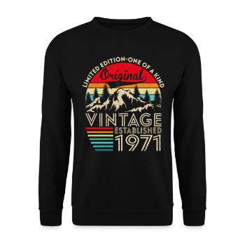 Original Vintage Établi En 1971 Anniversaire - Sweat-shirt Unisexe - noir - Devant - Alina (178cm) & Michal (187cm)