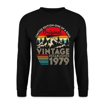 Original-Jahrgang im Jahr 1979 - Unisex Pullover - Schwarz - Vorne - Alina (178cm) & Michal (187cm)