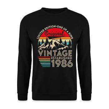 Original Vintage Établi En 1986 Anniversaire - Sweat-shirt Unisexe - noir - Devant - Alina (178cm) & Michal (187cm)