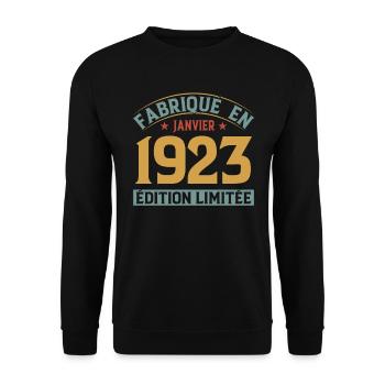 Fabriqué En Janvier 1923 Édition Limitée - Sweat-shirt Unisexe - noir - Devant - Alina (178cm) & Michal (187cm)