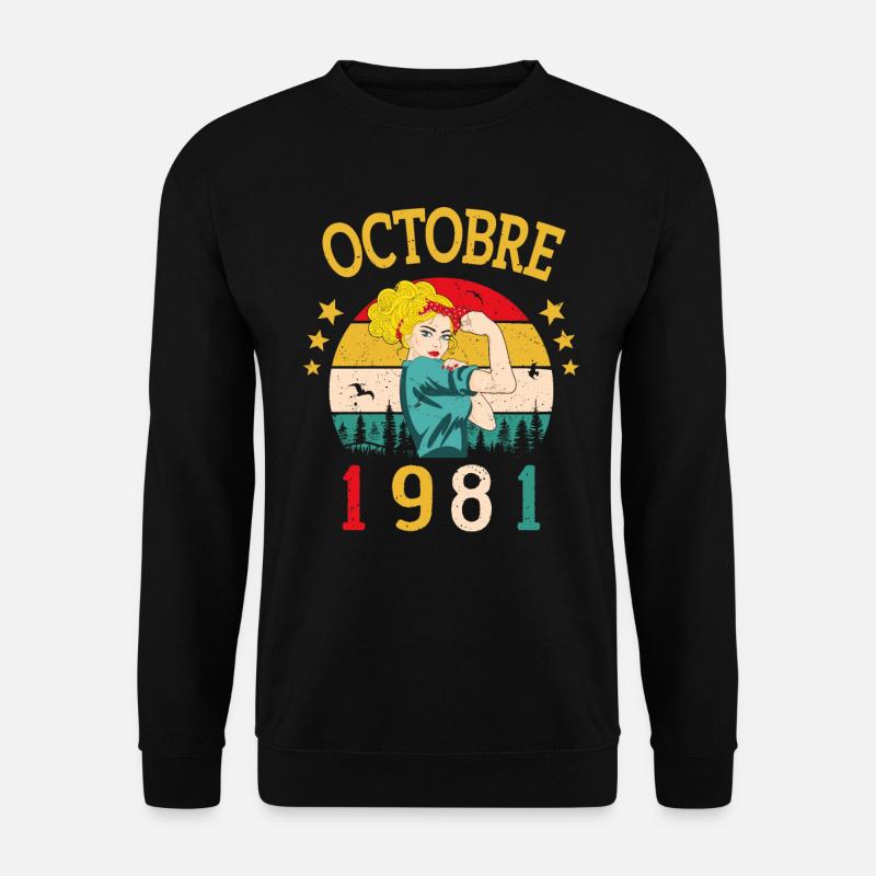October 1981 Anniversary Vintage Gift Idea - Unisex Sweatshirt - black