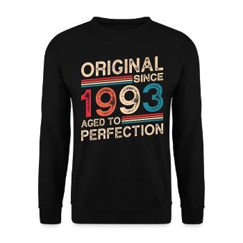 Original seit 1993 bis zur Perfektion gereift - Unisex Pullover - Schwarz - Vorne - Alina (178cm) & Michal (187cm)