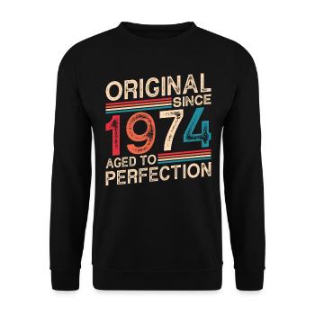 Original Depuis 1974 Vieilli À La Perfection - Sweat-shirt Unisexe - noir - Devant - Alina (178cm) & Michal (187cm)