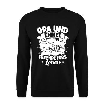 Opa Und Enkel Freunde Fürs Leben Beste Opi-enkelin - Unisex Pullover - Schwarz - Vorne - Alina (178cm) & Michal (187cm)