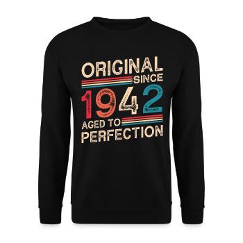 Original Depuis 1942 Vieilli À La Perfection - Sweat-shirt Unisexe - noir - Devant - Alina (178cm) & Michal (187cm)