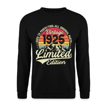 Jahrgang 1925 Limited Edition Geburtstagsgeschenk - Unisex Pullover - Schwarz - Vorne - Alina (178cm) & Michal (187cm)