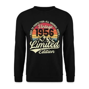 Vintage 1956 Limited Edition Birthday Gift - Unisex Sweatshirt - black - Front - Alina (178cm) & Michal (187cm)