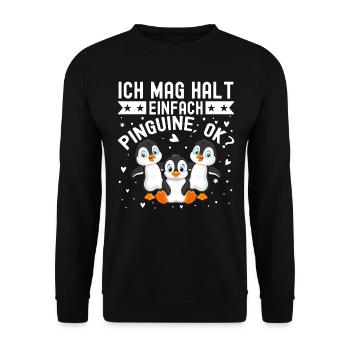 Ich Mag Halt Einfach Pinguine - Unisex Pullover - Schwarz - Vorne - Alina (178cm) & Michal (187cm)