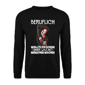 Wollte Etwas Mit Den Menschen Machen - Unisex Pullover - Schwarz - Vorne - Alina (178cm) & Michal (187cm)