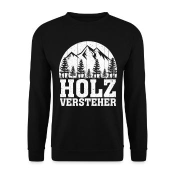 Holzversteher Chainsaw Retro Forest Woodworker - Unisex Pullover - Schwarz - Vorne - Alina (178cm) & Michal (187cm)