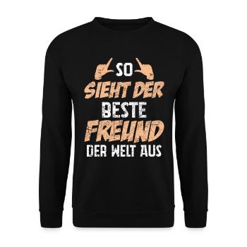 So Sieht Der Beste Freund Der Welt Aus - Unisex Pullover - Schwarz - Vorne - Alina (178cm) & Michal (187cm)