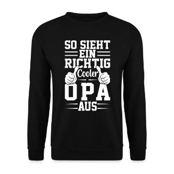 So Sieht Ein Richtig Cooler Opa Aus - Unisex Pullover - Schwarz - Vorne - Alina (178cm) & Michal (187cm)