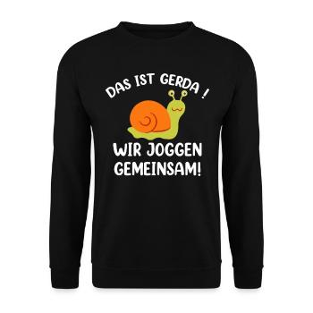 Das Ist Gerda Wir Joggen Gemeinsam - Unisex Pullover - Schwarz - Vorne - Alina (178cm) & Michal (187cm)