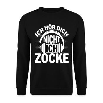 Ich Hör Dich Nicht Ich Zocke - Unisex Pullover - Schwarz - Vorne - Alina (178cm) & Michal (187cm)
