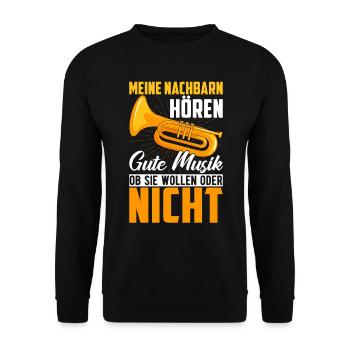 Trumpet Meine Neighbours Hörern Musik Trumpeter - Unisex Pullover - Schwarz - Vorne - Alina (178cm) & Michal (187cm)