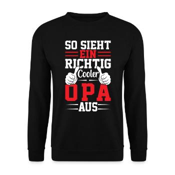 So Sieht Ein Richtig Cooler Opa Aus - Unisex Pullover - Schwarz - Vorne - Alina (178cm) & Michal (187cm)