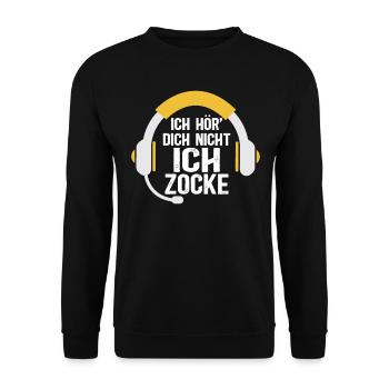 Ich Hör Dich Nicht Ich Zocke - Unisex Pullover - Schwarz - Vorne - Alina (178cm) & Michal (187cm)