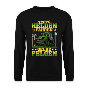 Echte Helden Fahren Gelbe Felgen - Unisex Pullover - Schwarz - Vorne - Alina (178cm) & Michal (187cm)