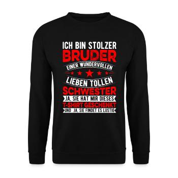 Funny Brother Sister Birthday Christmas Gift Idea - Unisex Pullover - Schwarz - Vorne - Alina (178cm) & Michal (187cm)