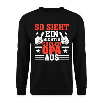 So Sieht Ein Richtig Cooler Opa Aus - Unisex Pullover - Schwarz - Vorne - Alina (178cm) & Michal (187cm)