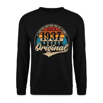 Vintage Geburtstag Geschenkidee Original 1937 - Unisex Pullover - Schwarz - Vorne - Alina (178cm) & Michal (187cm)