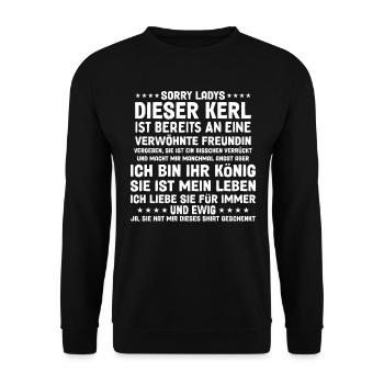 Paar Freund Sorry Ladys Dieser Kerl Ehemann - Unisex Pullover - Schwarz - Vorne - Alina (178cm) & Michal (187cm)