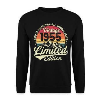 Vintage Birthday Gift 1955 Limited Edition - Unisex Sweatshirt - black - Front - Alina (178cm) & Michal (187cm)