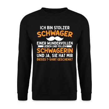 Stolzer Schwager - Unisex Pullover - Schwarz - Vorne - Alina (178cm) & Michal (187cm)