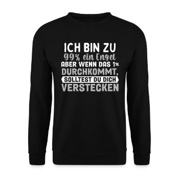 Ich Bin Fast Ein Engel - Unisex Pullover - Schwarz - Vorne - Alina (178cm) & Michal (187cm)