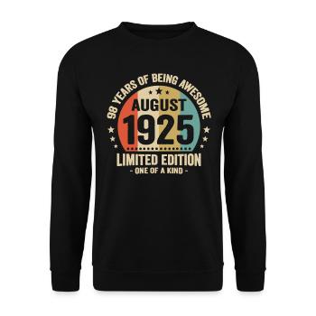 August 1925 98 Years Anniversary Vintage Gift - Unisex Sweatshirt - black - Front - Alina (178cm) & Michal (187cm)