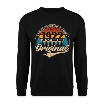 Vintage Geburtstag Geschenkidee Original 1922 - Unisex Pullover - Schwarz - Vorne - Alina (178cm) & Michal (187cm)