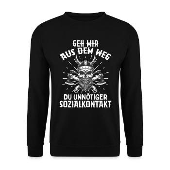 Geh Mir Aus Dem Weg Du Unnötiger Sozialkontakt - Unisex Pullover - Schwarz - Vorne - Alina (178cm) & Michal (187cm)